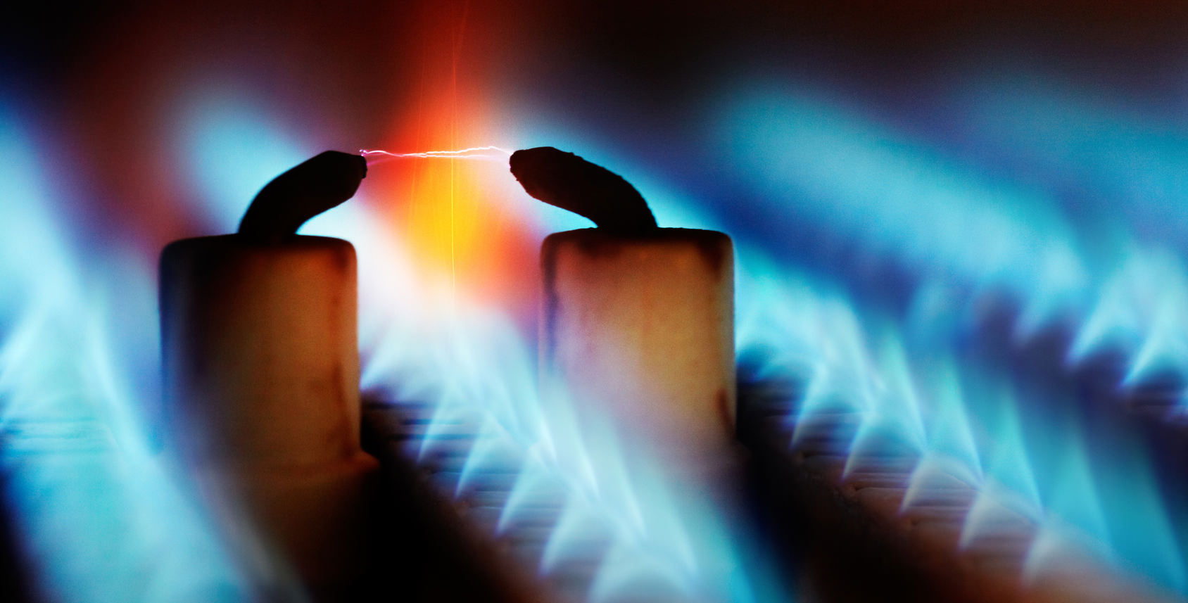 Gas Flames With Ignition Spark